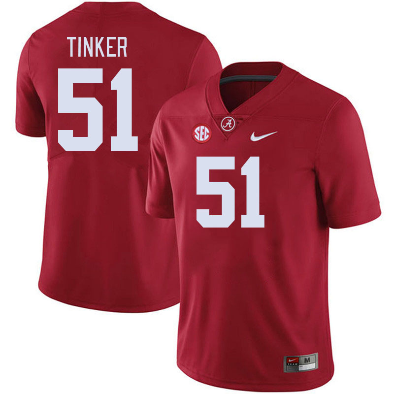 #51 Carson Tinker Alabama Crimson Tide Jerseys Football Stitched-Crimson